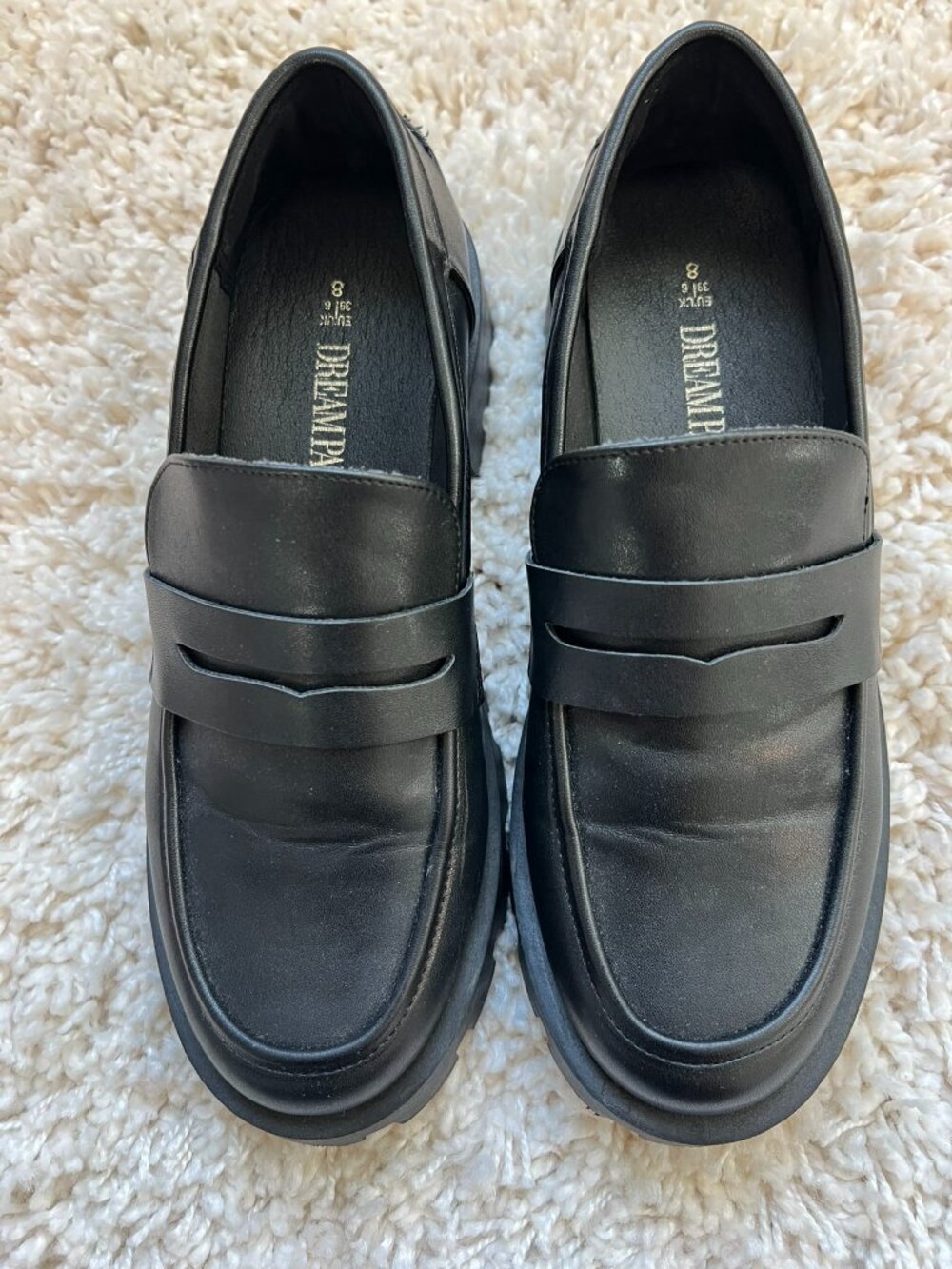 Dream Paris Penny Loafers Women's Black Size 8 Classic Comfort Chunky Heel
